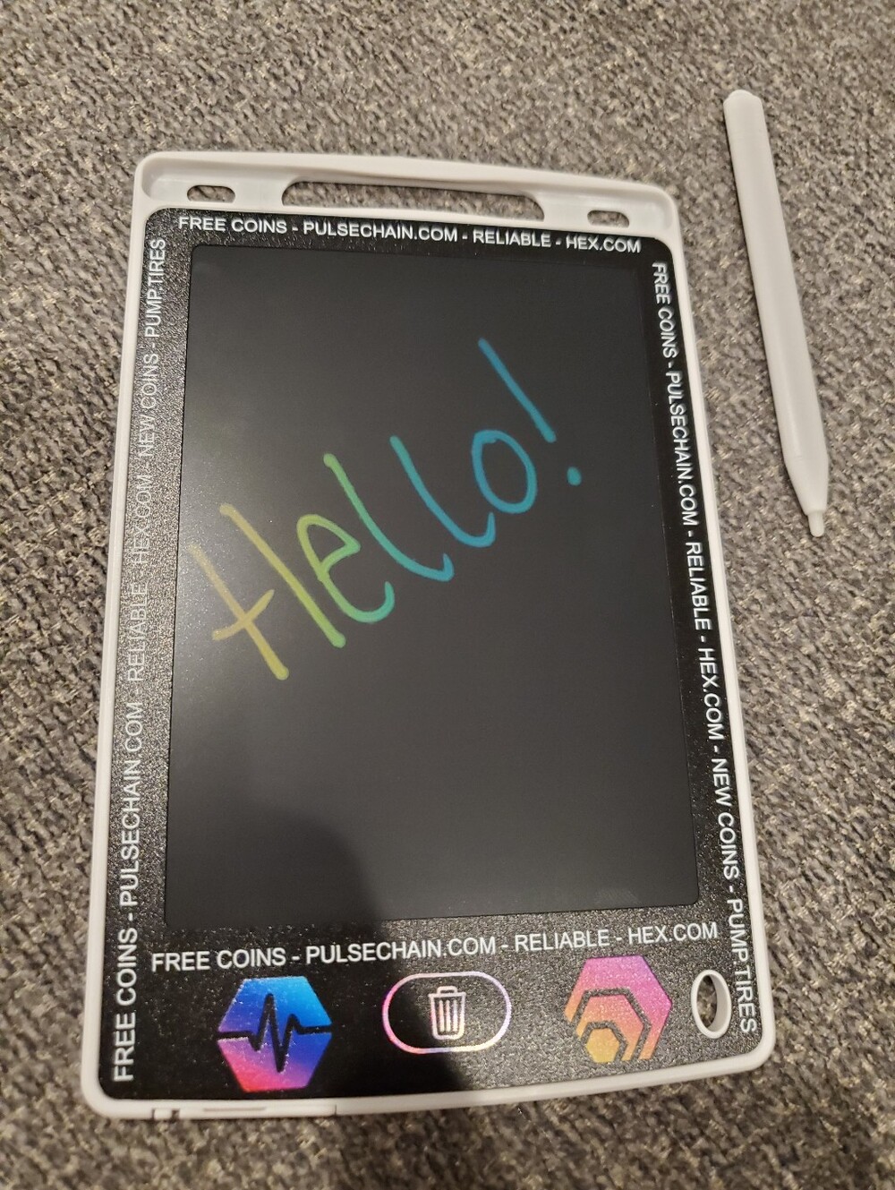 LCD Writing Tablet with Stylus - White Frame, Black Screen